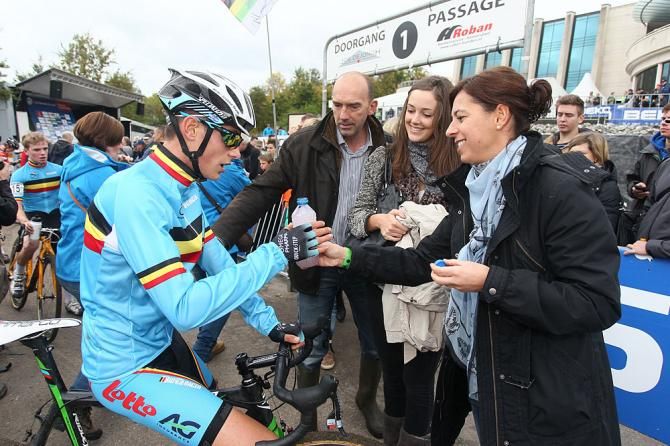 Jelle Schuermans (Belgium) recovers after finishing 7th in the junior men's World Cup 'cross race in Valkenburg