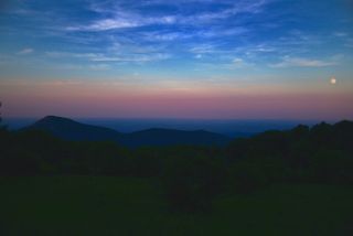 Old Rag And The Last Moonrise of Spring Greets the Earth's Shadow