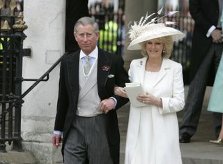 Charles and Camilla leaving Windsor's Guildhall on their wedding day