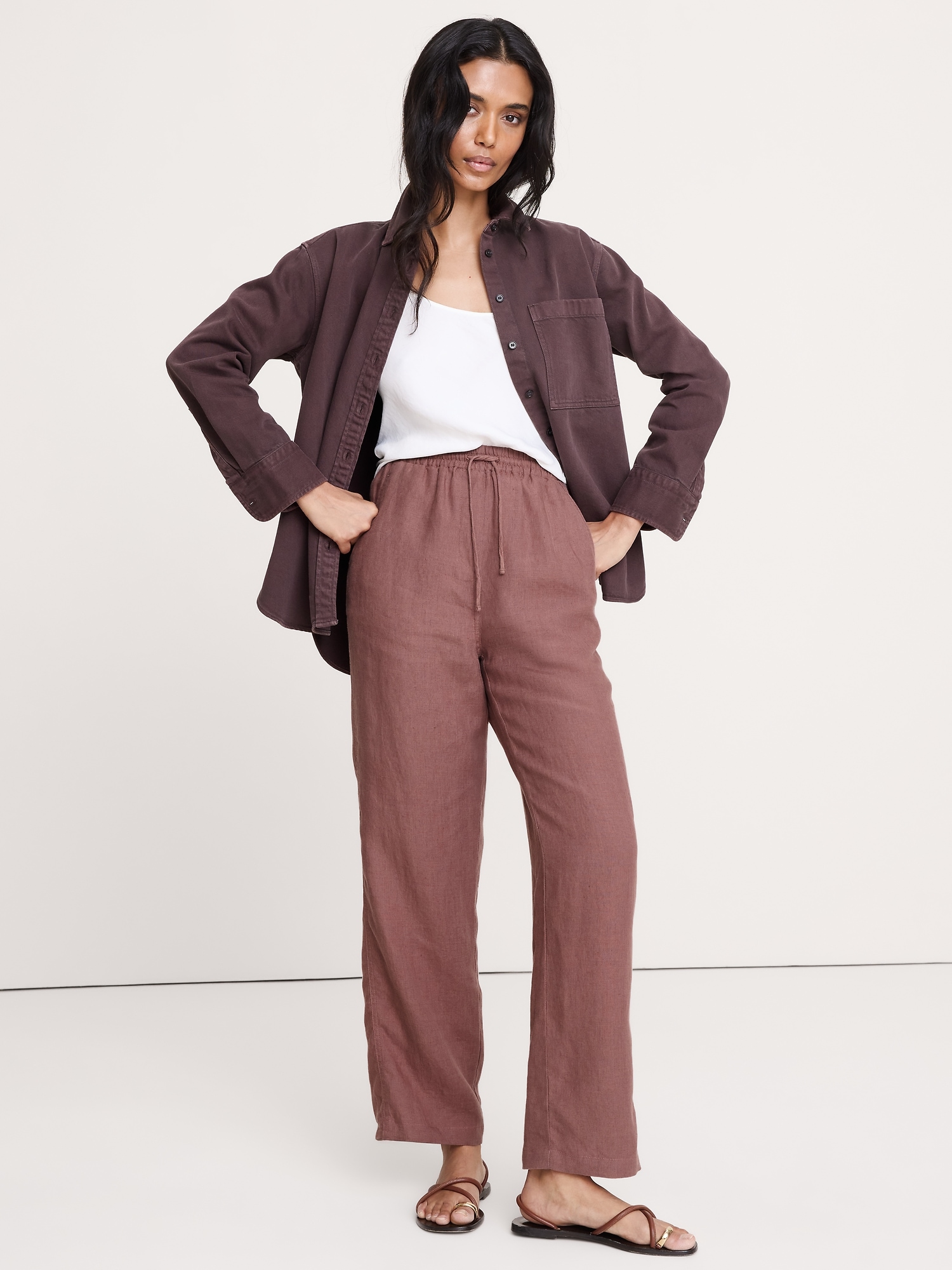 The Getaway Straight-Leg Pull-On Pant in Linen
