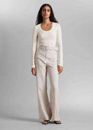 Flared Linen Trousers