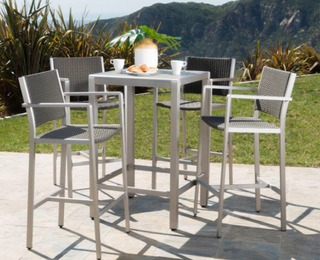 Cape Coral 5pc All-Weather Wicker/Metal Patio Bar Set - Gray - Christopher Knight Home