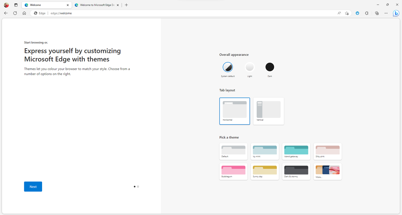 Microsoft Edge Dev set up on Windows 11