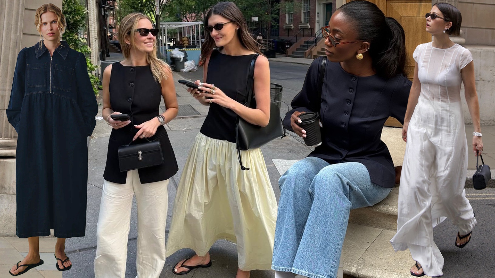 Fashion collage featuring style influencers wearing chic pieces from Aligne 2026.