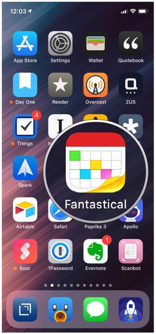 iOS 12 home screen Fantastical