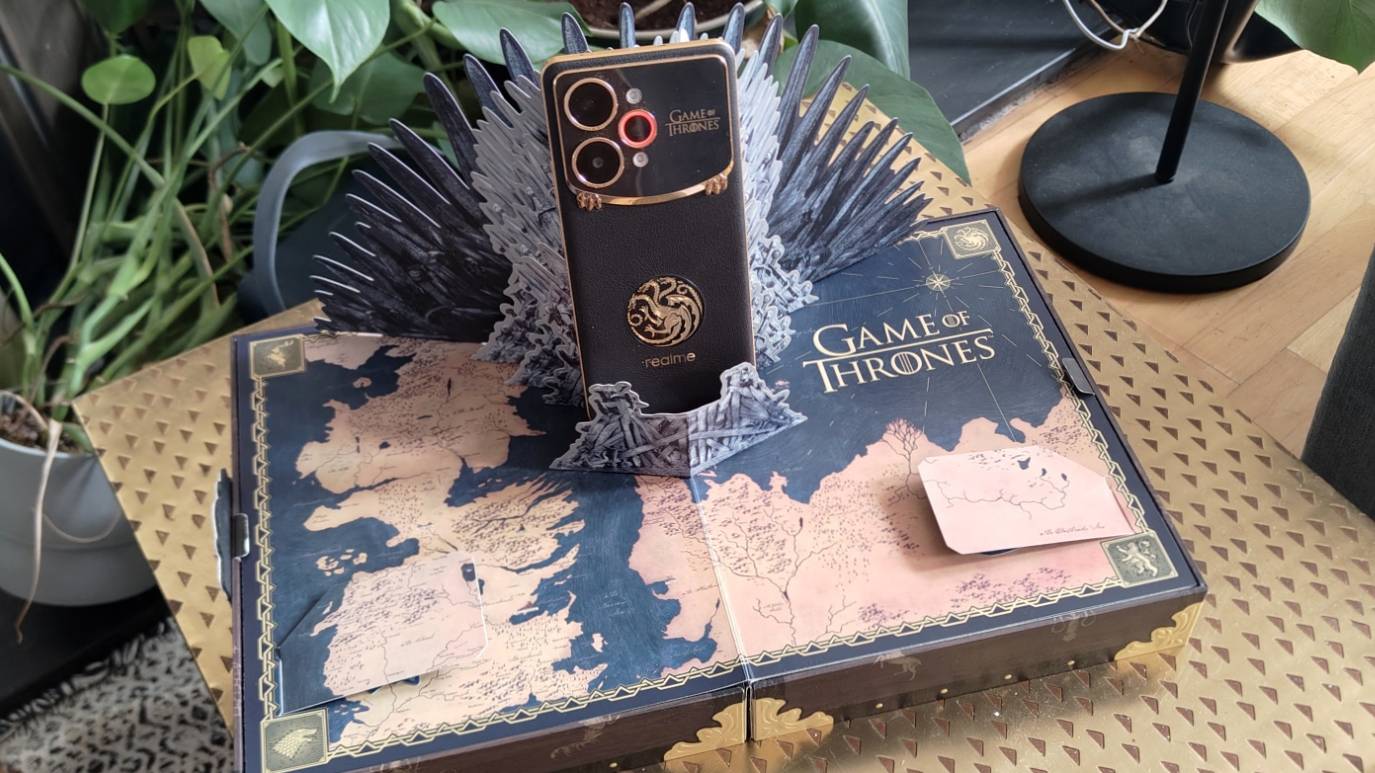 The Realme 15 Pro Game of Thrones Edition in its collectors&#039; box.