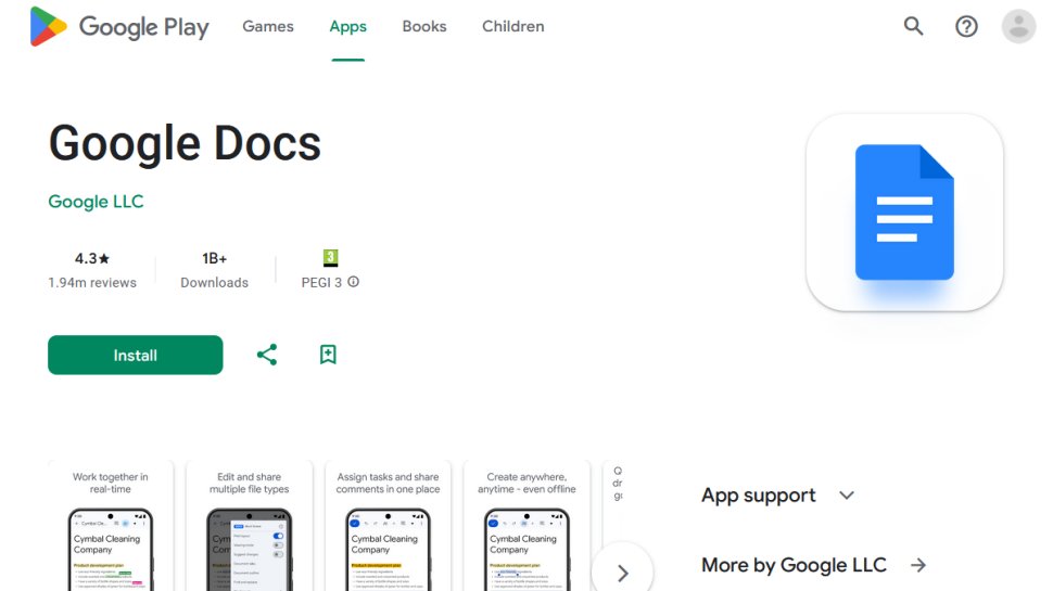Google Docs website screenshot (November 2025).