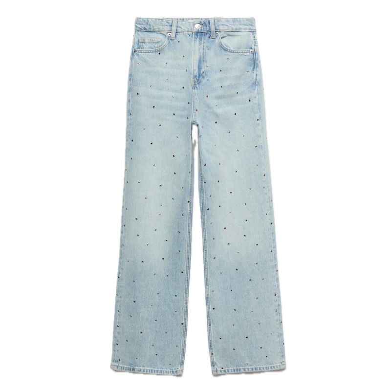 M&amp;amp;S, Relaxed High Waisted Gem Embellished Straight Leg Jeans
