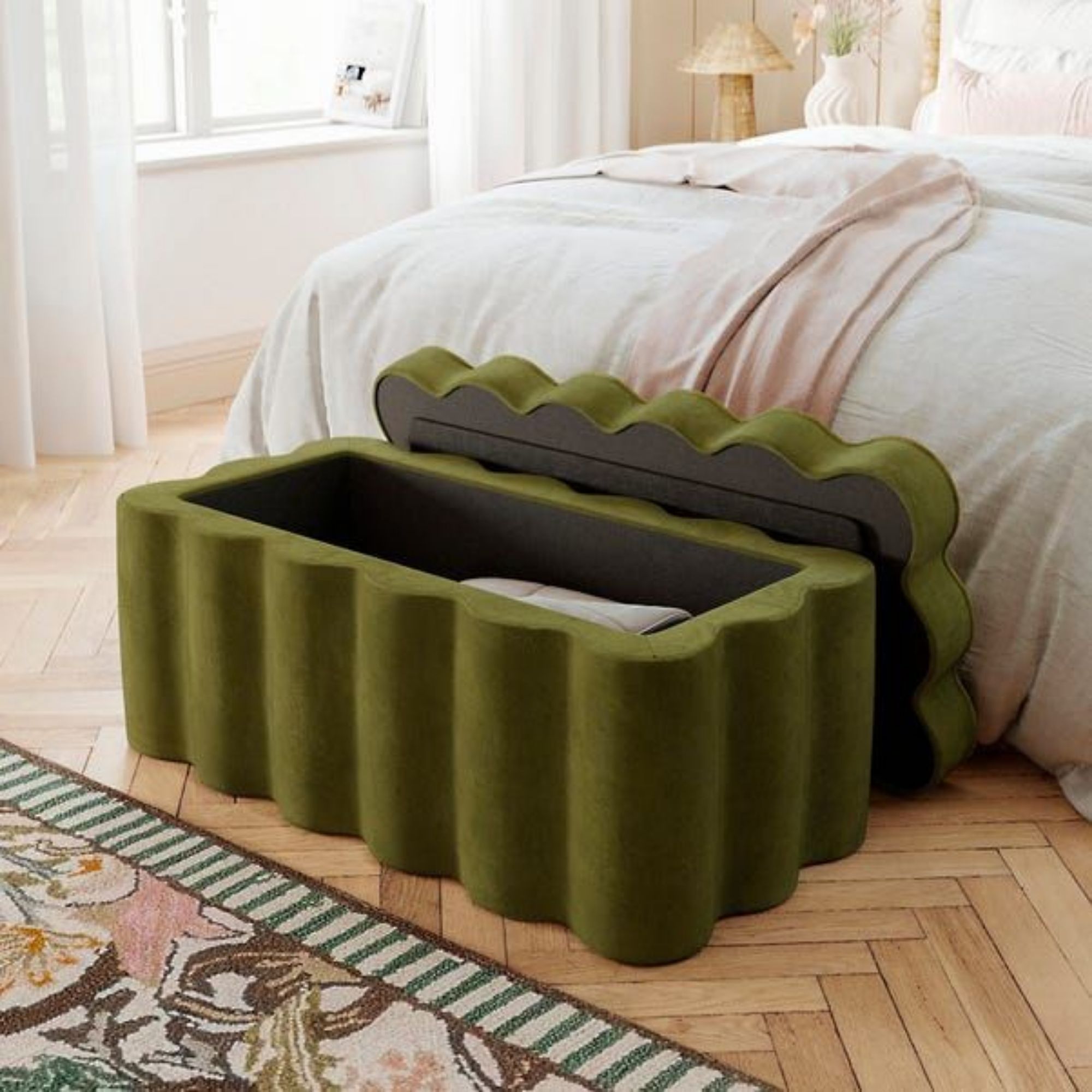 Wavie Velvet Storage Ottoman