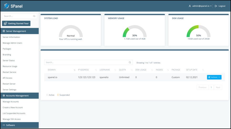 ScalaHosting's SPanel