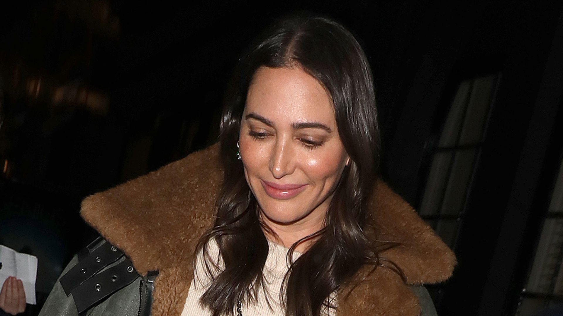 Lauren Silverman wearing leggings, boots and coat on January 20, 2020 in London