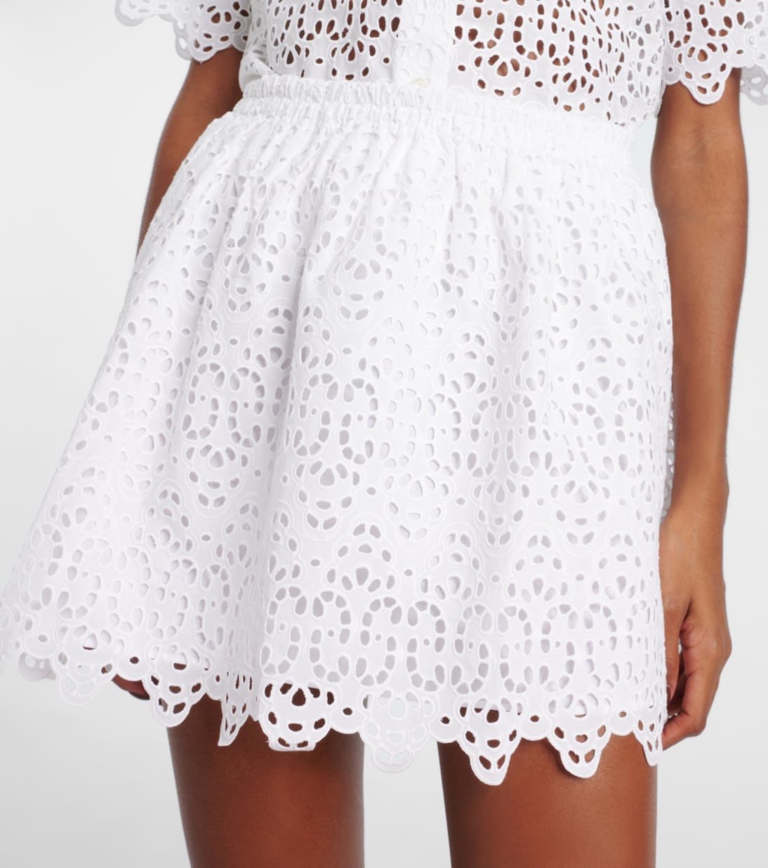 The Deco Embroidered Cotton Miniskirt