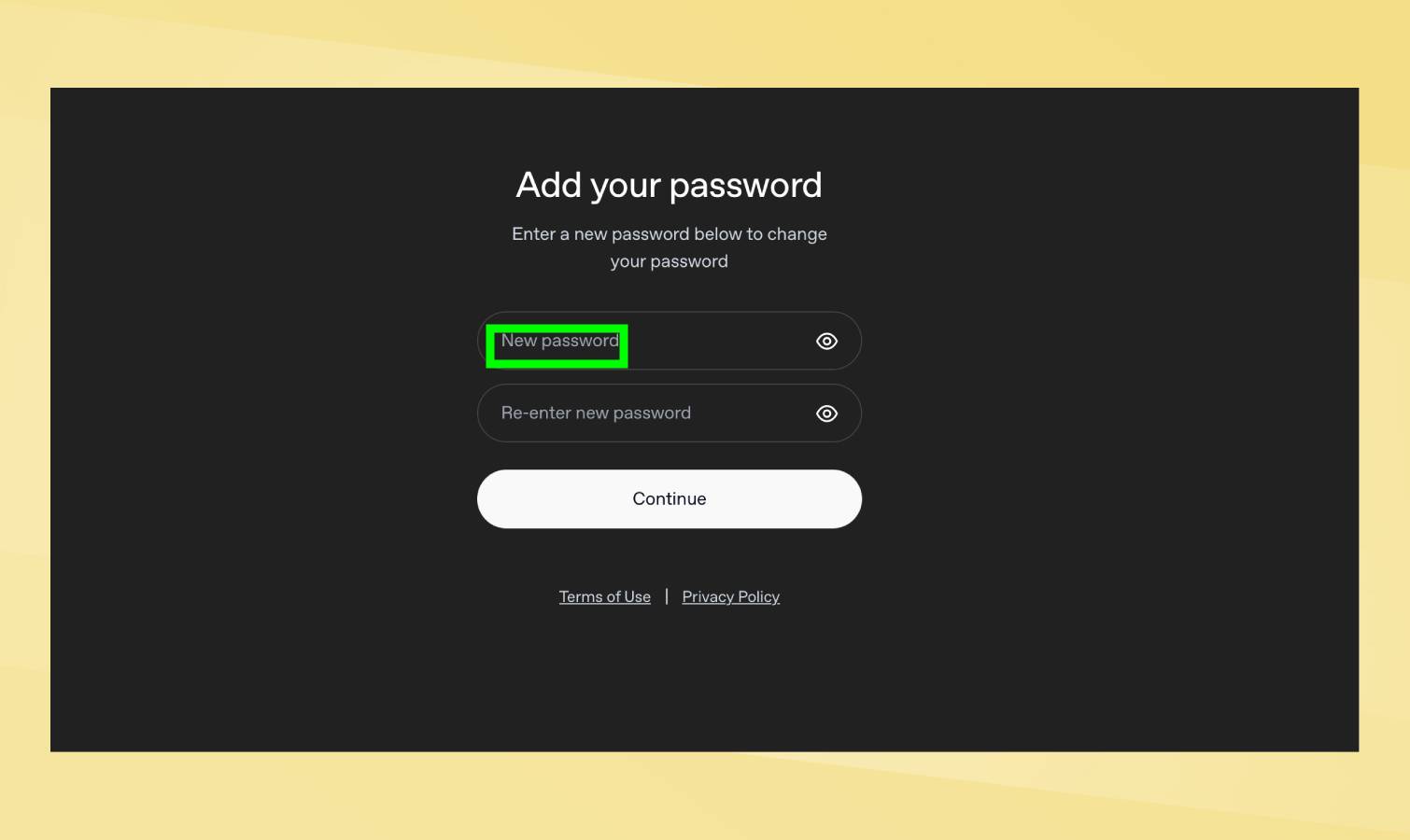 Add new password highlighted in ChatGPT