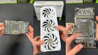 Screengrabs from a video by Baily ecom claiming to have received a returned GPU with missing internal components