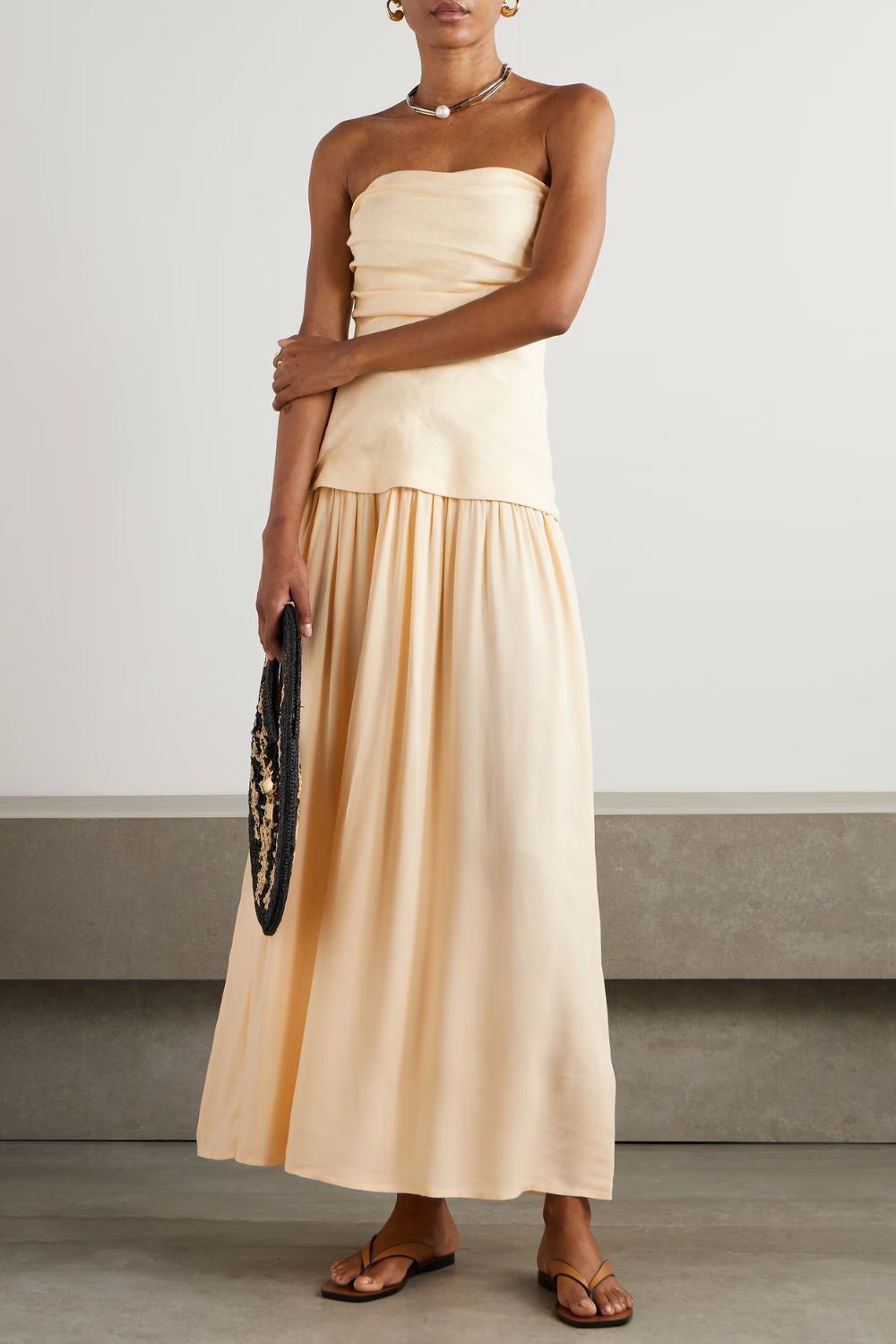 Faithfull Hedy Strapless Gathered Maxi Dress