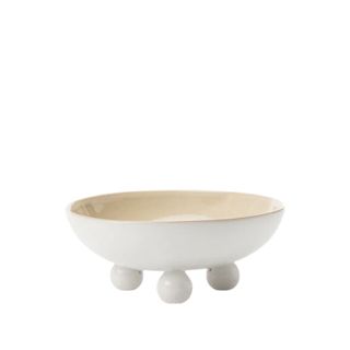 white ceramic bowl with ball shaped feet