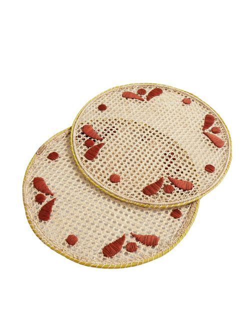 La Doublej Embroidered Raffia Placemats