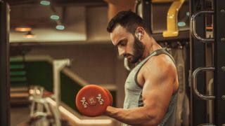 Man working out with headphones