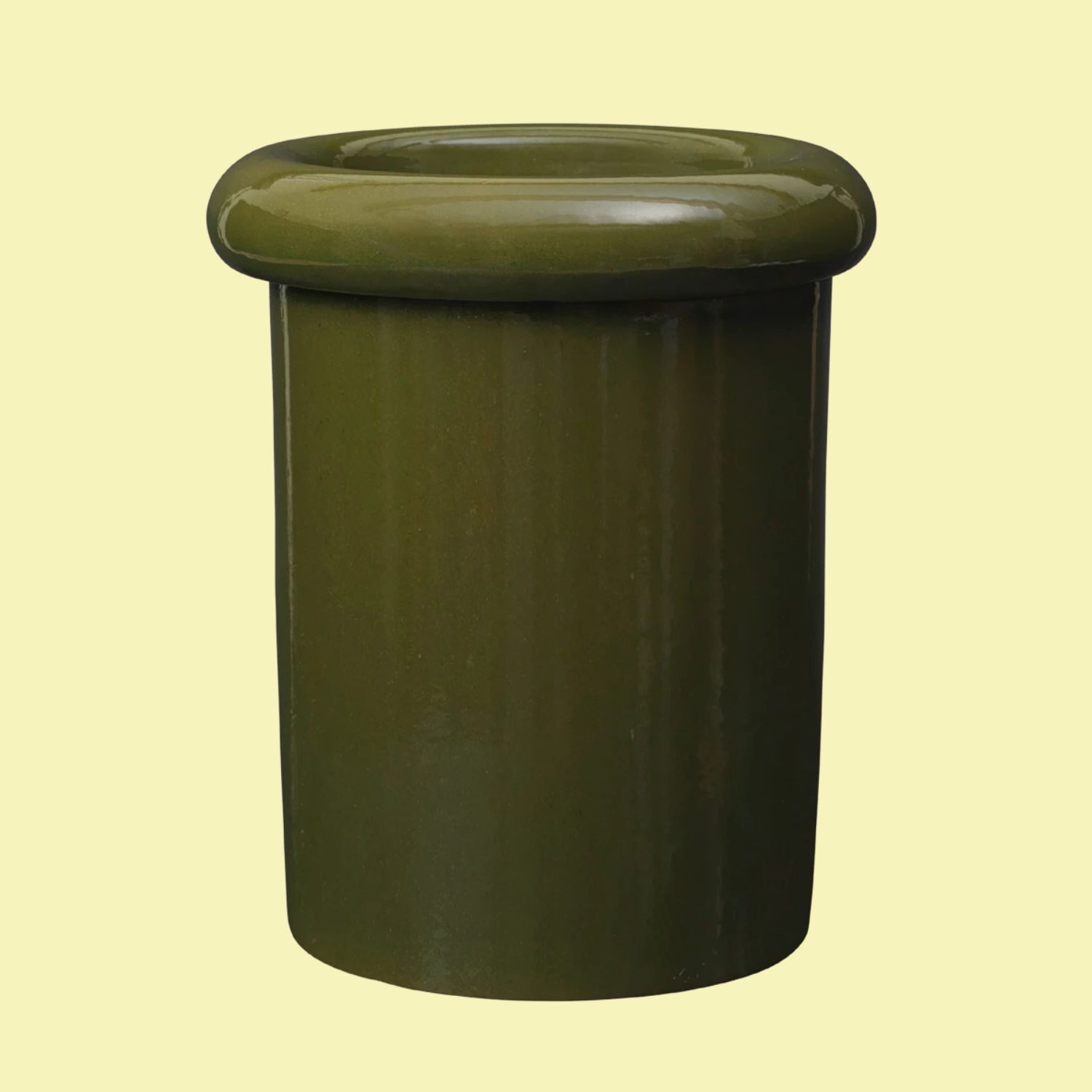 A glossy green planter with a bubble top