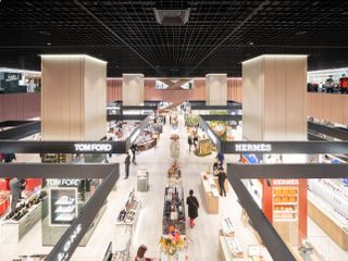 interior looking at retail floor from above at KaDeWe by OMA in Berlin