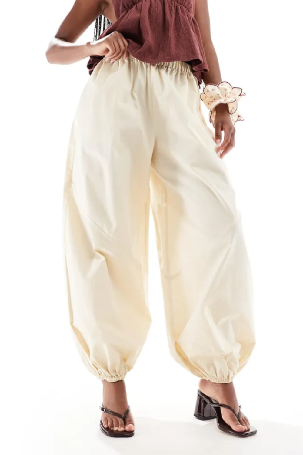 ASOS DESIGN, Asos Design Poplin Pull on Trousers With Utility Panels in Buttermilk