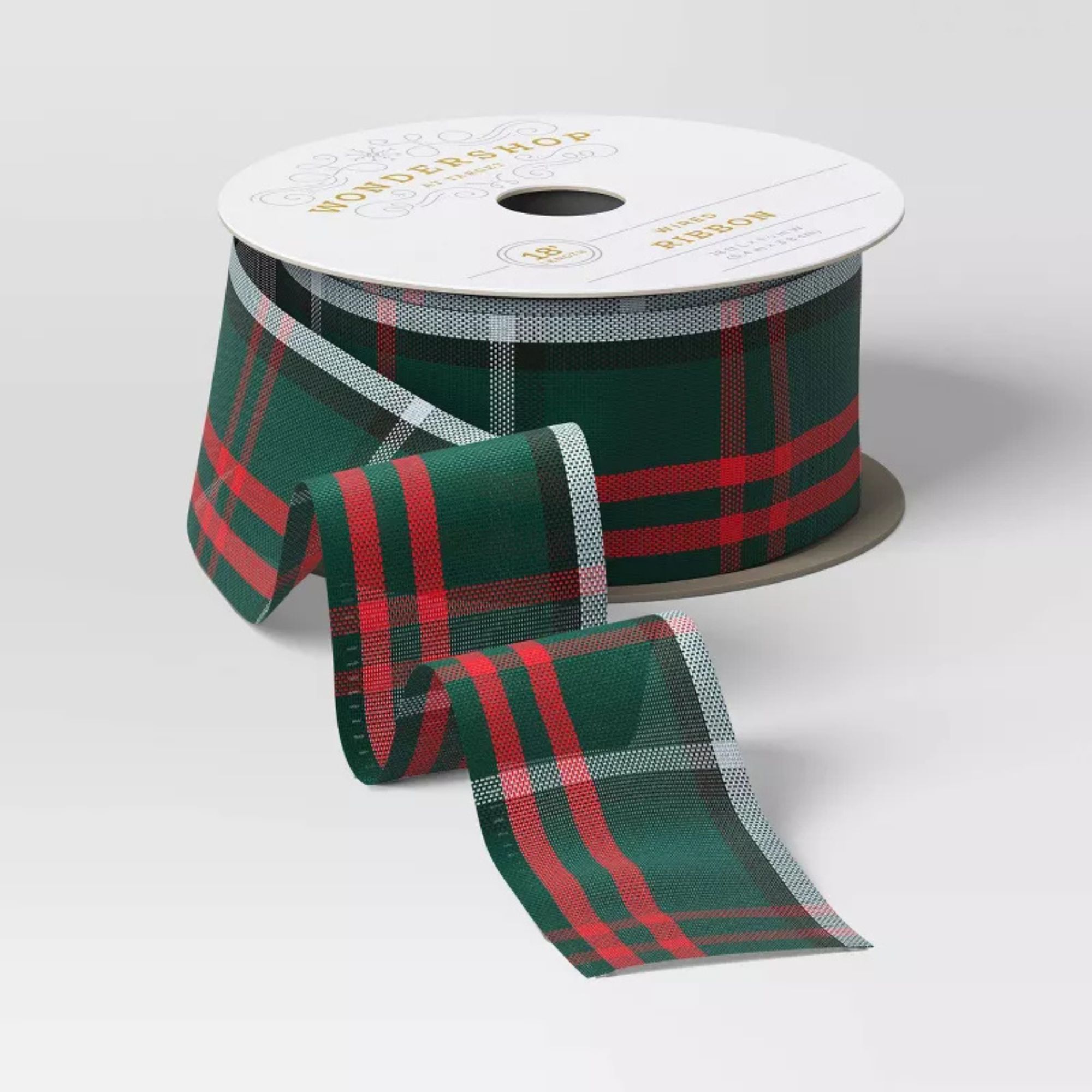 18' Christmas Legacy Luxe Premium Ribbon Green and Red Plaid