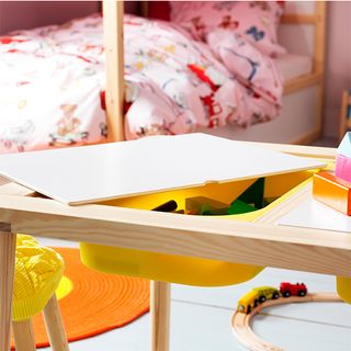 children desk and trofast storage boxes from ikea
