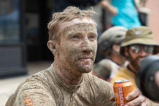 Ian Boswell (Barnet, VT, USA), the 2021 defending champion, enjoys a post race refreshing beverage to celebrate his 3rd place.