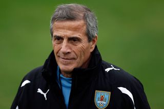 Uruguay manager Oscar Tabarez during a training session at the 2011 Copa America