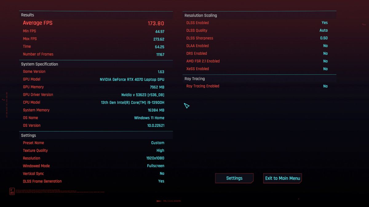 Legion Slim 7i (Gen 8) gaming benchmark results
