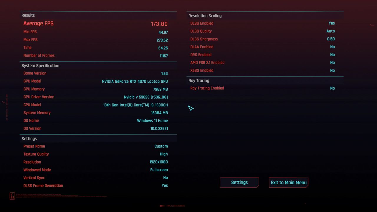Legion Slim 7i (Gen 8) gaming benchmark results
