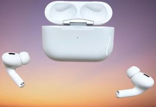 AirPods Pro 2 render on a colorful background