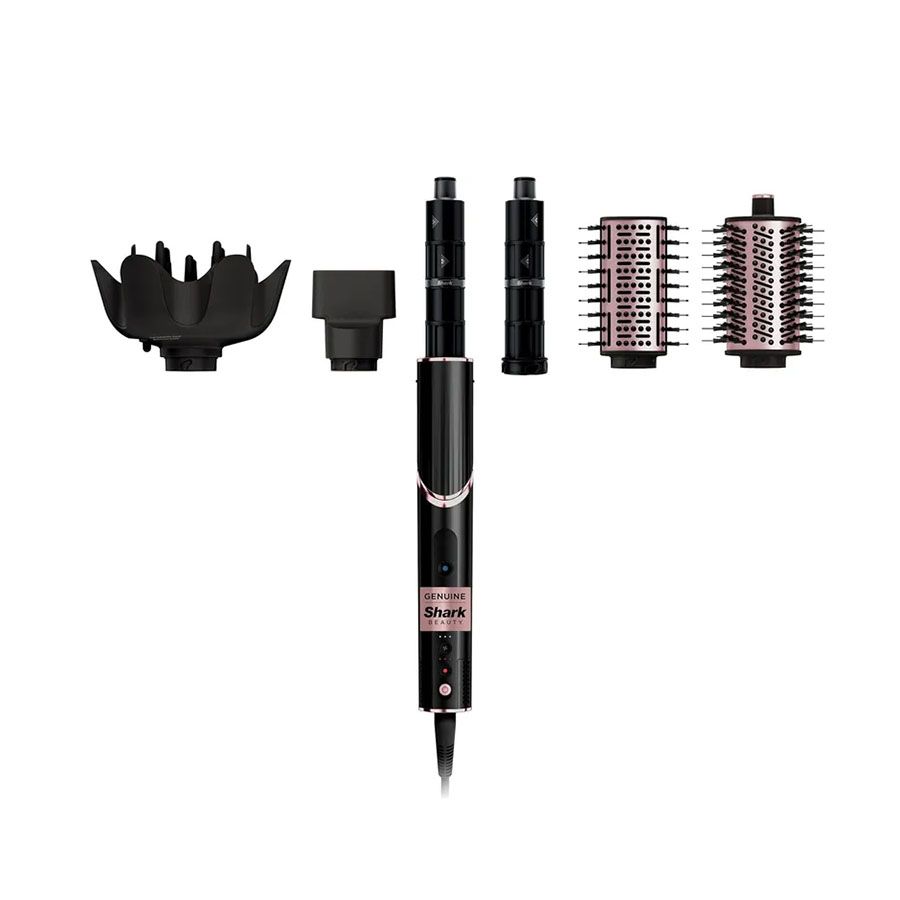 Shark Hair Dryer | Flexstyle Hair Styling System | Portable & Powerful Blow Dryer Brush | Hair Curler & Volumizer | 6 Styling Tools Included | Best for All Hair Types | Black | Hd440bk