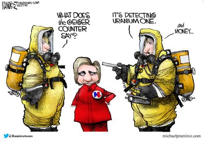 Political cartoon U.S. Hilary Russia uranium