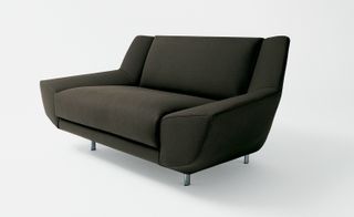 Dark grey sofa with four metal legs