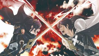 Chrom and Gerome screaming and clashing their swords in one of the best 3DS games, Fire Emblem: Awakening.