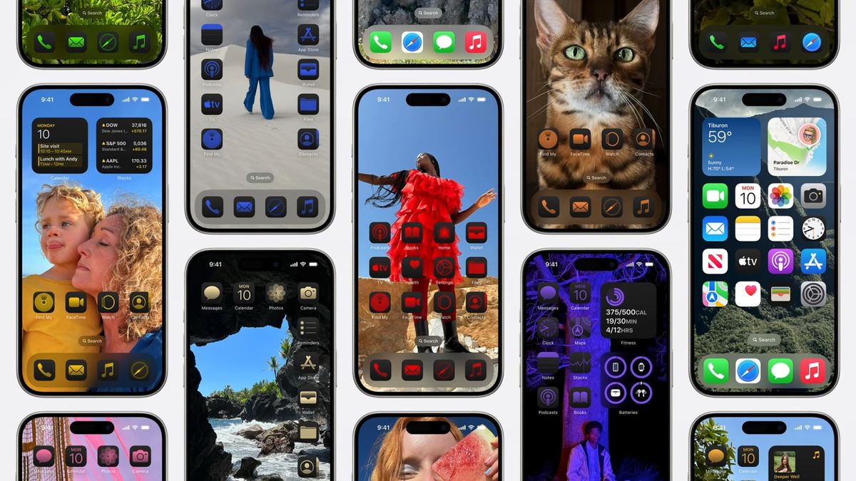 Customization options in iOS 18, as presented at Apple&#039;s Worldwide Developers Conference (WWDC) 2024.