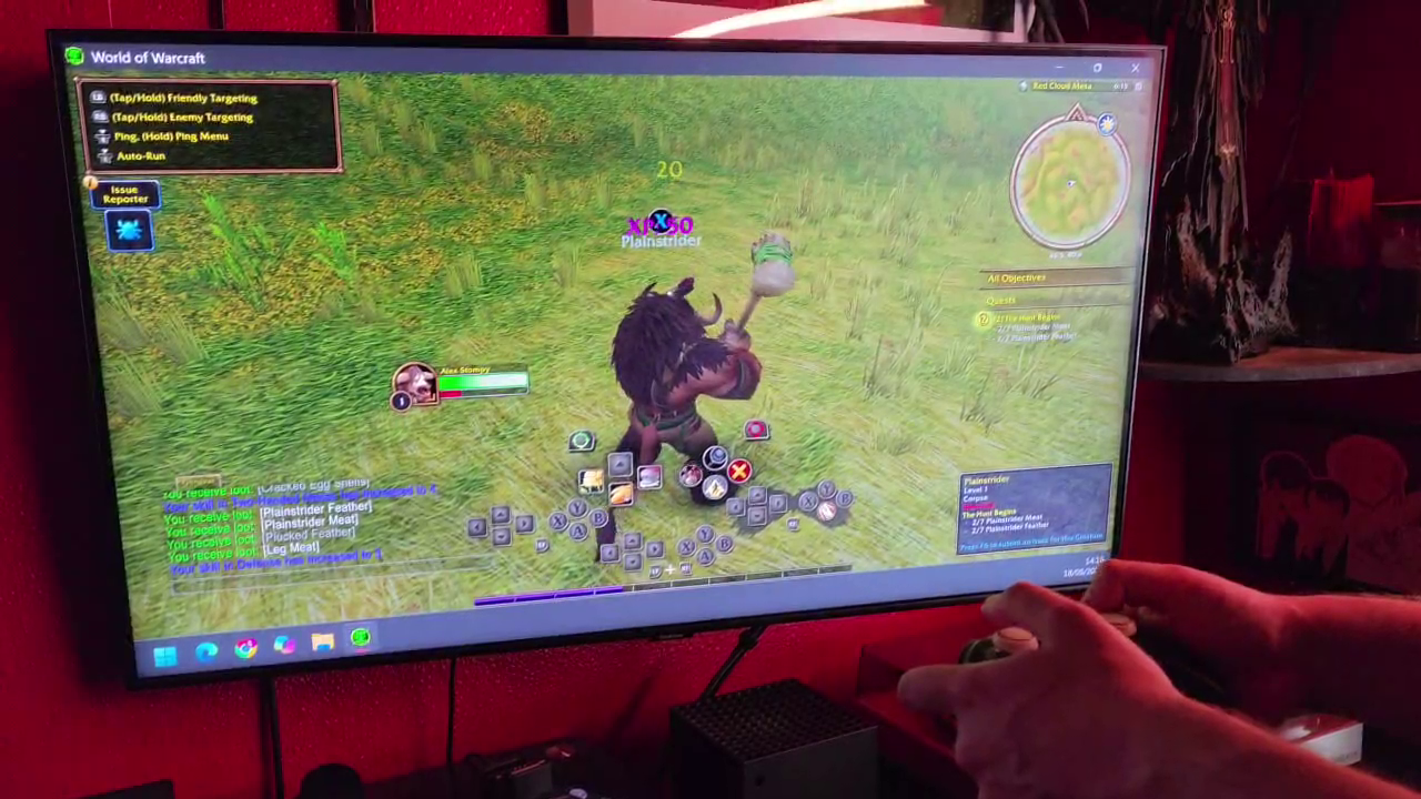World of Warcraft Forever on a TV with an Xbox controller