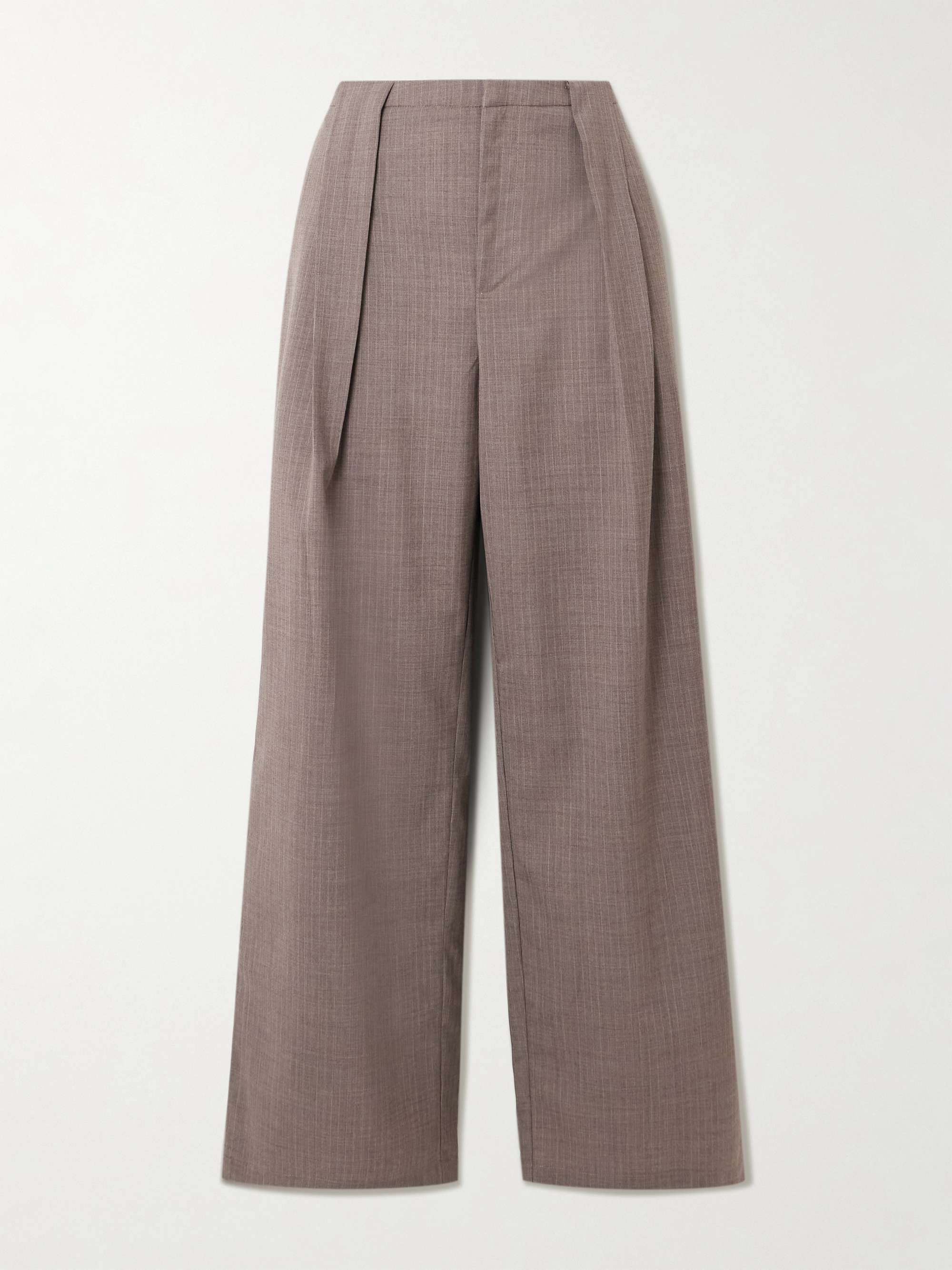 Pleated Pinstriped Wool-Twill Wide-Leg Pants