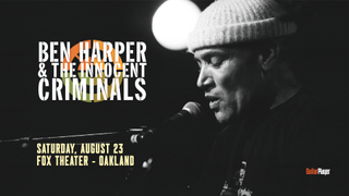 A photo of Ben Harper with text announcing his show at the Fox Theater in Oakland, California, August 23, 2025