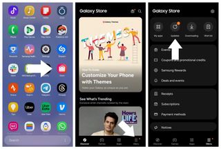 Updating Galaxy Store apps on a Samsung phone