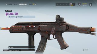 The universal "Volcano Signature Weapon Skin" and "Lava Six Charm," exclusive to Rainbow Six Siege's Year 4 Pass.
