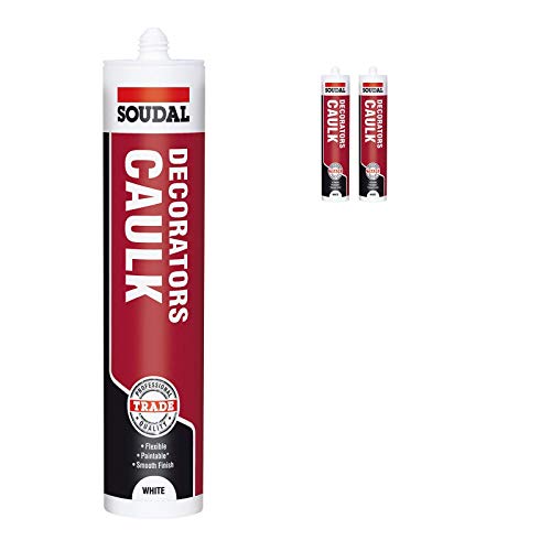 Pack of 2, Soudal Decorator Caulk Gap &amp;amp; Crack Filler Acrylic Silcone Adhesive Sealant