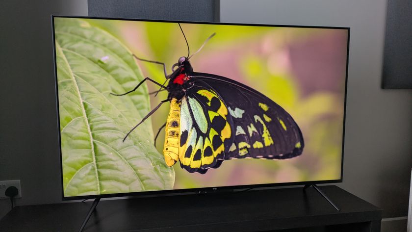 Amazon Fire TV Omni Mini-LED TV listing image with butterfly on screen 