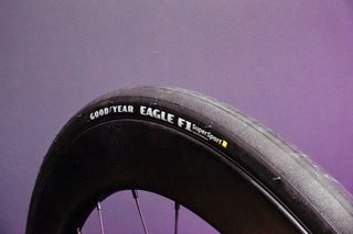 Goodyear Eagle F1 Supersport R Road tyre with a purple background