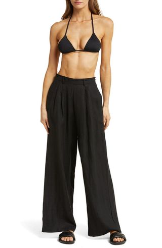 The Getaway High Waist Wide Leg Linen Cover-Up Pants