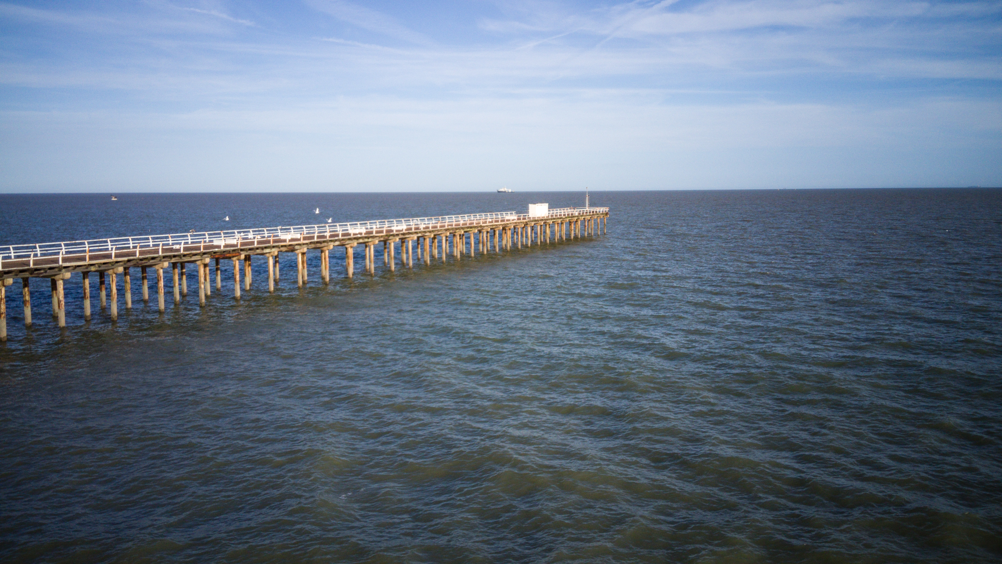 Photo of a pier taken with the Potensic Atom drone