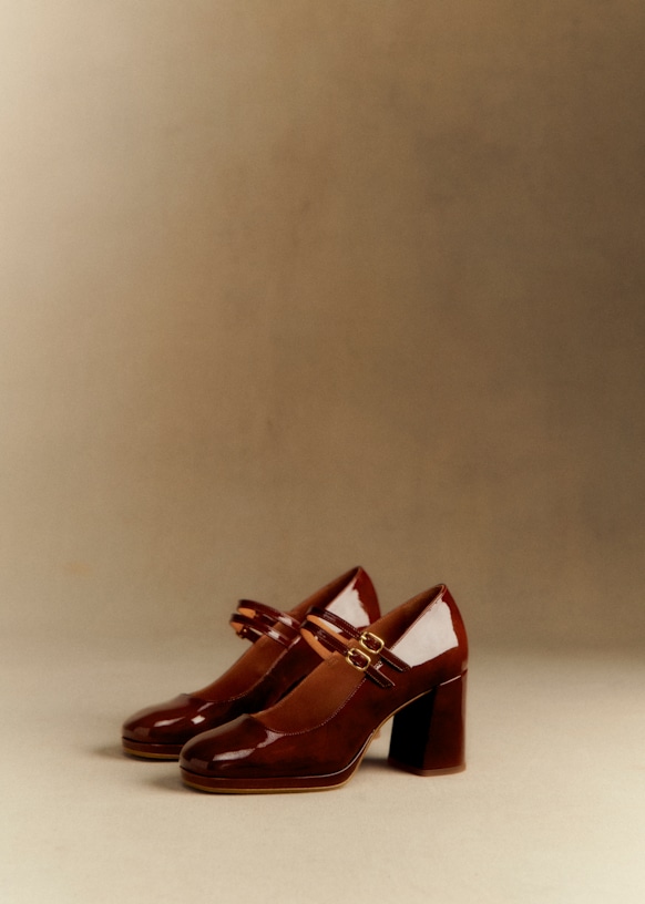 Carmen High Mary Janes - Patent Mahogany - Bovine Leather - S&amp;eacute;zane