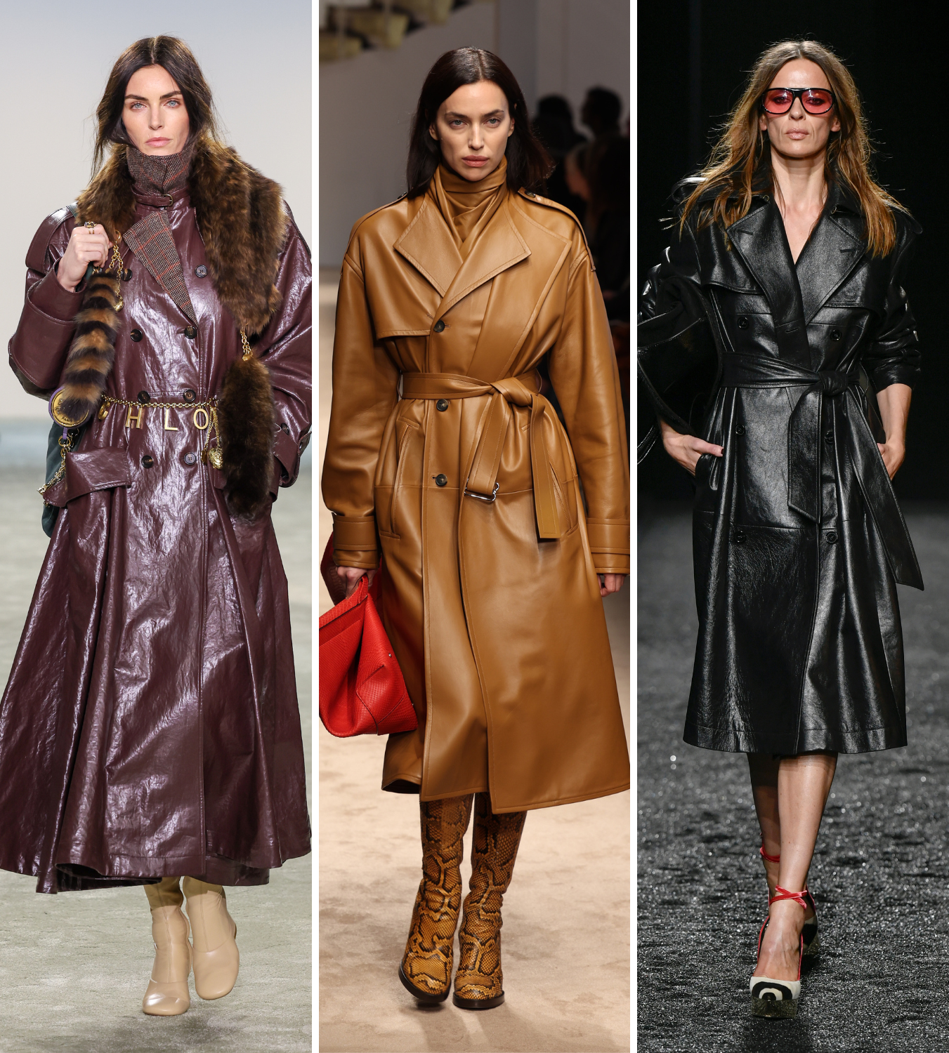 Leather trench coats AW25 catwalks