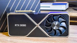 La Nvidia RTX 3090 sobre una mesa de madera